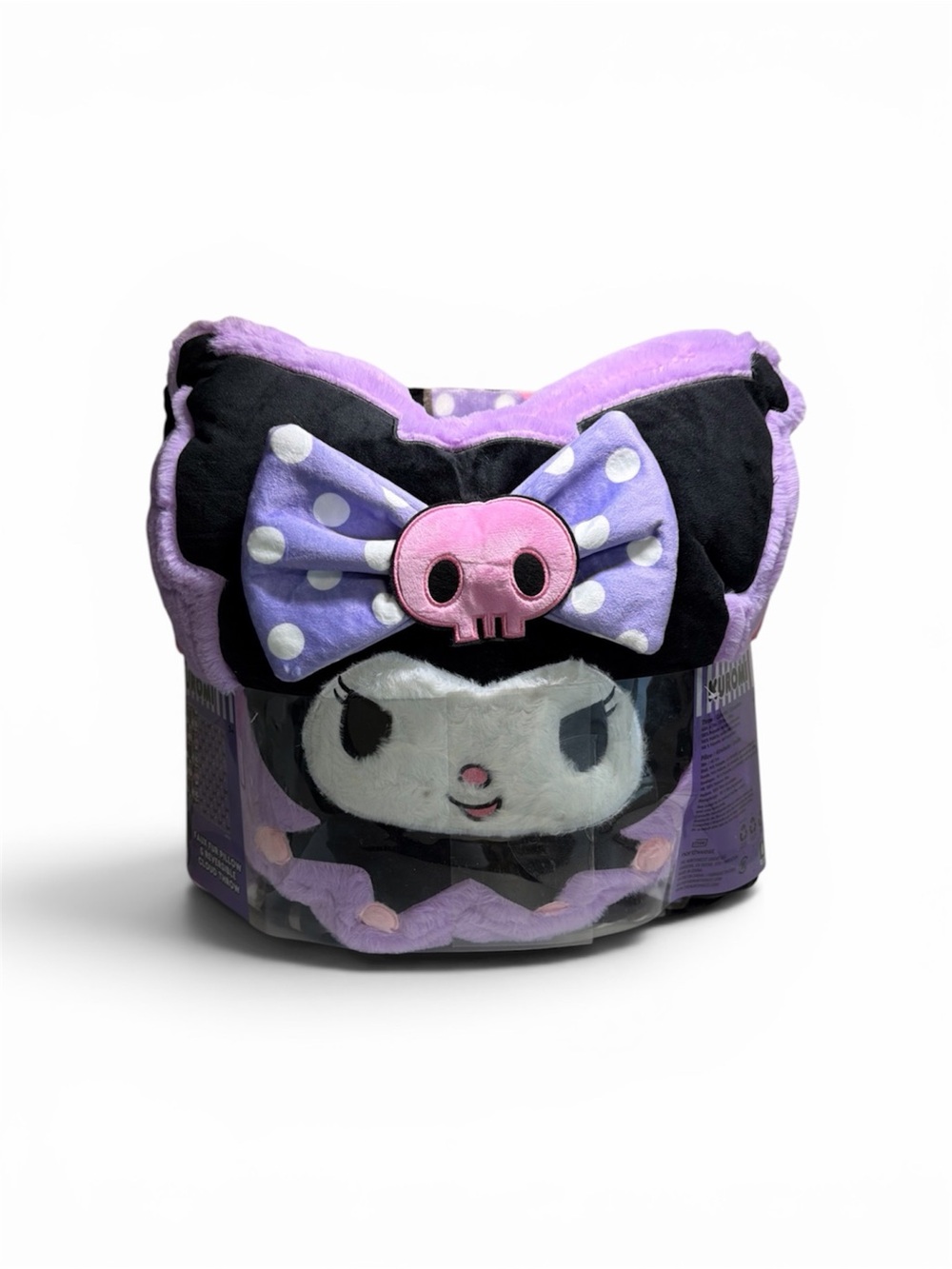 Sanrio Kuromi Plush with Purple Bow and Pink Skull Accent